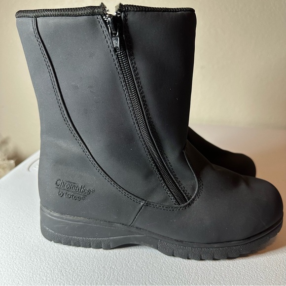 Totes Black Winter Rain Boots with Side Zipper - Picture 1 of 10